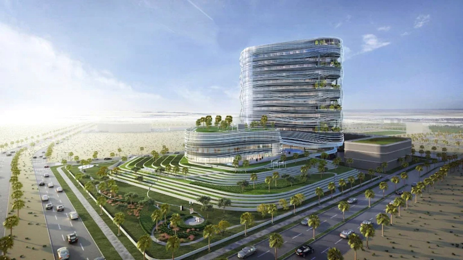 Architectural concept rendering of Al Mousa Rehabilitation Hospital in Al Ahsa