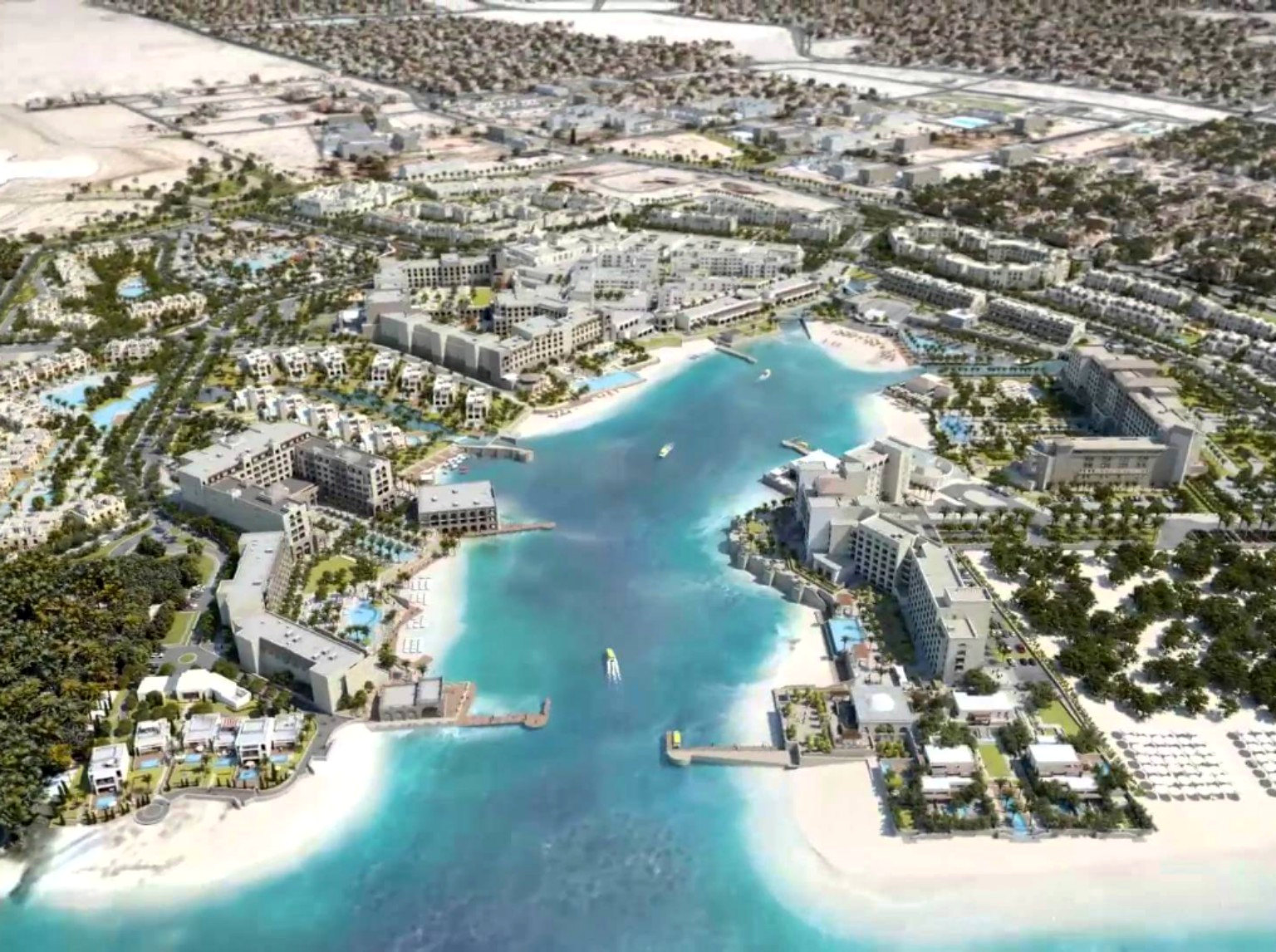 Aerial masterplan rendering of Saraya Aqaba and its lagoon