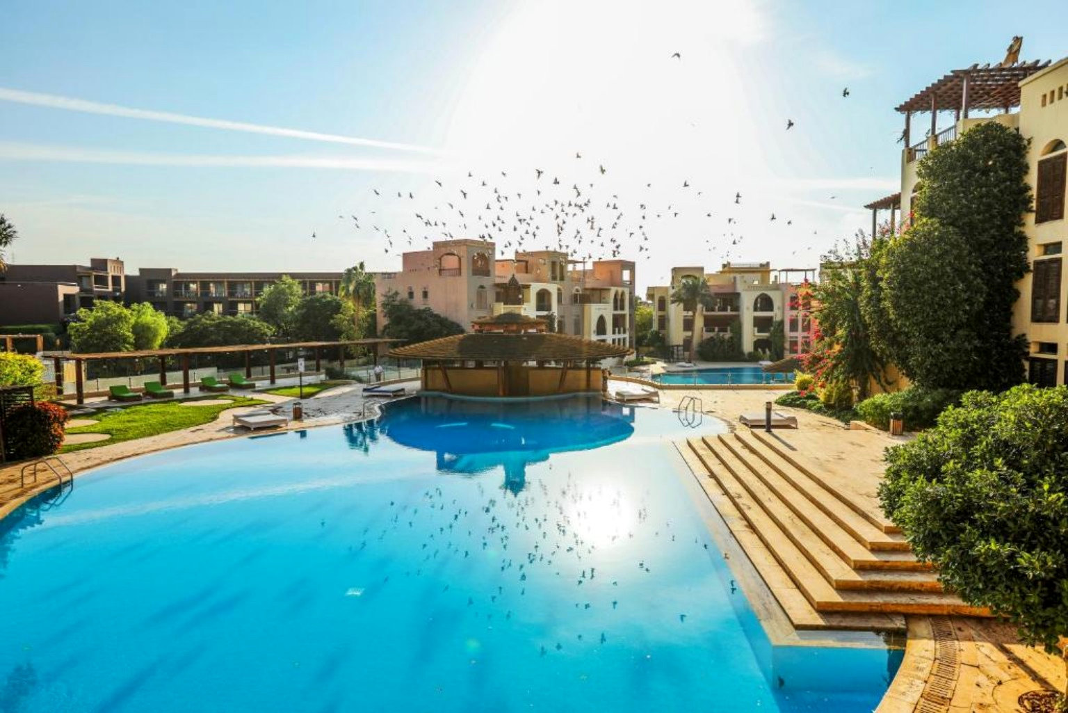 Swimming pool and residential buildings at Tala Bay Resort, Aqaba